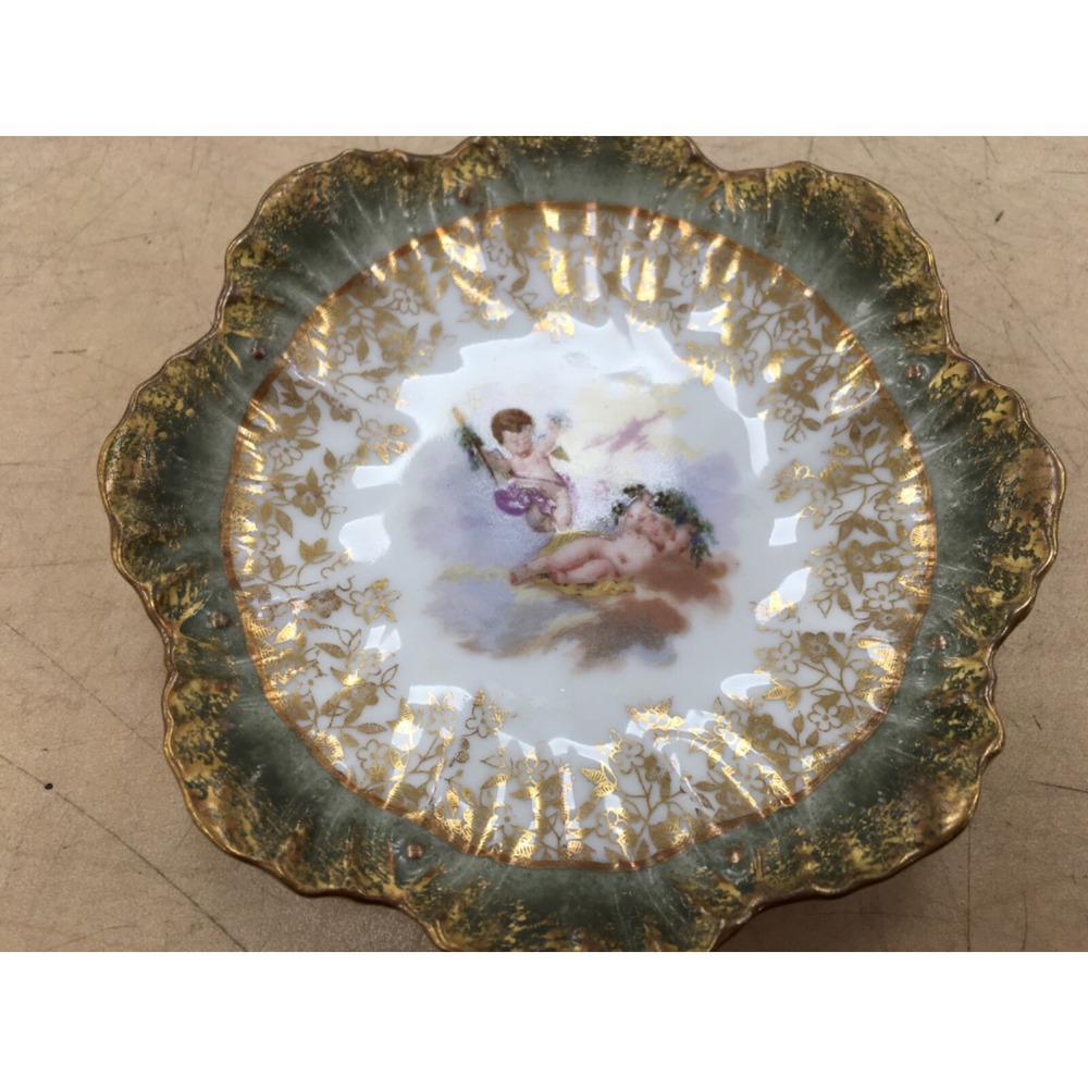 Vintage Limoges France Handpainted  Child children boy girl naked gold  Plate